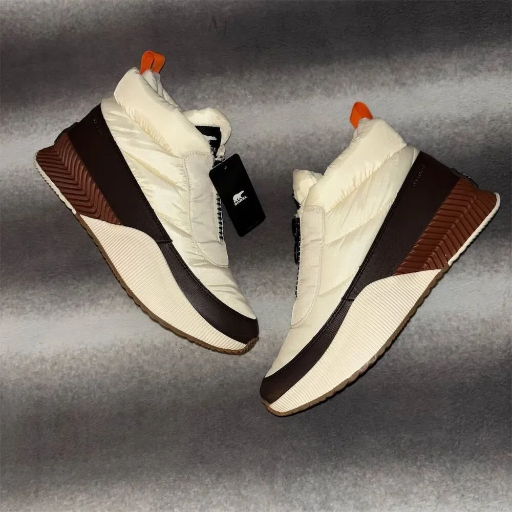 🚫SOLD🚫 Sorel Out N About III Puffy Zip Boots Cream Espresso Orange Waterproof 11 - Picture 4 of 12